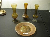 3 - Amber glass lot