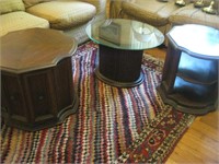 2 wood Thomasville side tables –1 small glass top