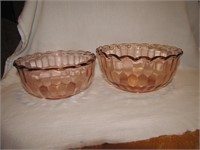 2 Vintage Pink Bowls 8&1/4" & 7&1/4"