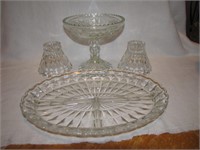 Divided Platter, Compote & Candle Holders