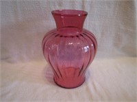 Beautiful Cranberry Melon Vase 8&1/4"