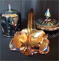 (3) Pieces of Carnival Glass
