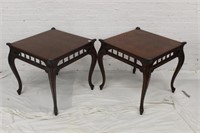 2pc Square French End Tables Cherry w/
