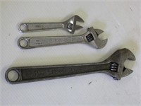 3 Crescent Adjustable Wrenches 1 Lot