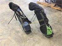 Two sets of golf clubs
