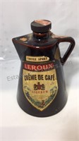 LeRoux creme de cafe liquor bottle 7 1/2 x 5 1/2”