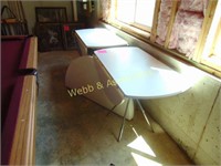 3 white folding tables