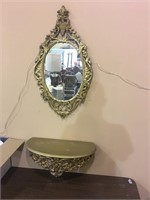 GOLD MIRROR AND SHELF