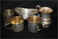 5pc Sterling Cups & Bowl