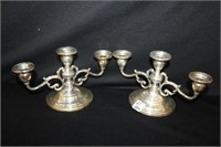 Pair of  3 arm Stick Sterling Candelabra