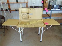 Folding camp game table, sink, table
