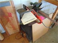 Small worktable, car creeper, hedge trimmer and