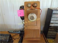 Antique wood wall telephone