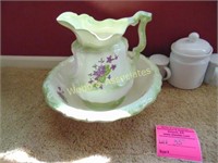 Ceramic pitcher and bow white and lavender