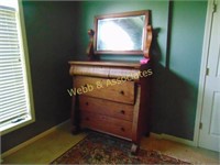 Antique 5 drawer dresser with mirror, some wear