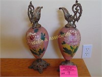 Two hand painted lamps