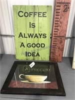 Coffee wood sign, Cappuccino framed picture