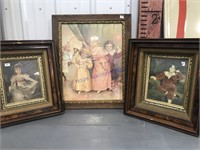 Dark wood-framed  pictures, set of 3