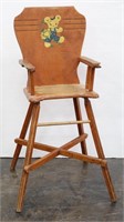 Vintage Wood High Chair w/ Garden Bear Decal