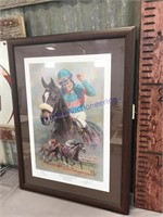 Hail to the Queen horse racing print--signed