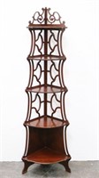 Mahogany 5-Tier Victorian Style Corner Stand