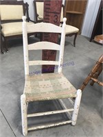 White ladder-back chair w/ cloth seat