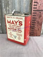 May's Motor Oil 2-gallon can