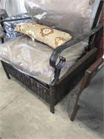 Wicker and metal chair w/ cushions
