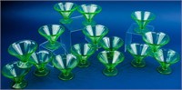 15 Mid Century Fenton Vaseline Glass Dessert Cups