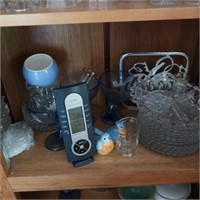 Contents of Shelf-3 Blue Glassware, Plates &