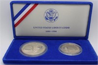 1986 Liberty Silver Dollar & 50 Cent Piece