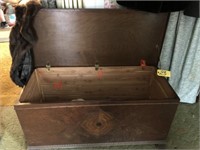 Cedar Chest w/ fur coats, capes & one leather coat