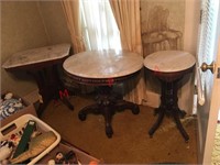 3 marble topped tables