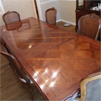 Dining Room Table w/6 Padded Cane Back Chairs