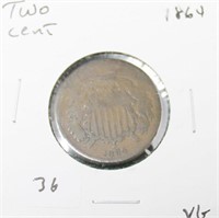 1864 TWO CENT PIECE VG