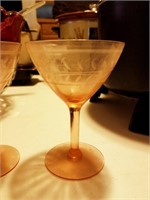 Punch Bowl, Two Pink Depression glasses