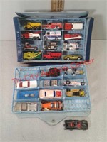 Matchbox, Hot Wheels and Corgi Batmobile in case