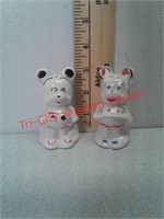 Vintage American bisque Mickey and Minnie salt