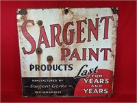 Vintage Porcelain Sargent Paint Advertising Sign