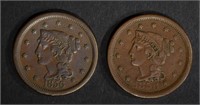 2-VF/XF 1856 LARGE CENTS