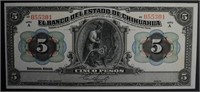 1913 5 PESOS BANK OF CHIHUAHUA MEXICO