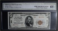 1929 TYPE 2 $5.00 NATIONAL CURRENCY