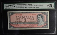 1954 $2 CANADA, BANK OF CANADA PMG 65EPQ