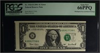 2001 $1.00 FEDERAL RESERVE NOTE PCGS 66PPQ