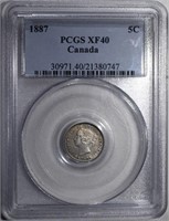 1887 CANADA 5 CENTS PCGS XF 40 RARE!