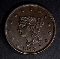 1843 LARGE CENT, CH BU