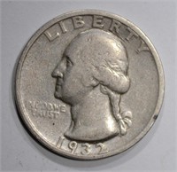 1932-S WASHINGTON QUARTER, VF scratches rev