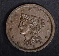 1851 HALF CENT, BEAUTIFUL ORIGINAL UNC