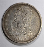 1838 REEDED EDGE HALF DOLLAR, XF large die break