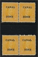 CANAL ZONE #104 variety PAIR (2) MINT FINE-VF H/NH